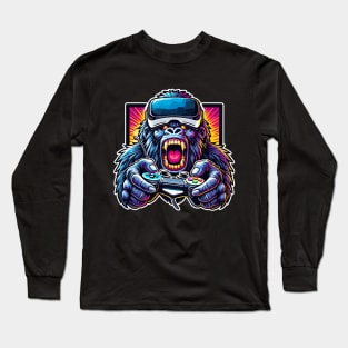 Funny Gorilla VR Playing Tag Boys Adult Gorilla VR Gamer Long Sleeve T-Shirt
